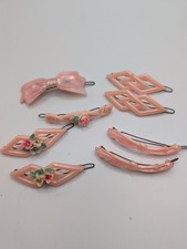 Vintage Lot Of 8 Pink Plastic Hair Barrett Lot
