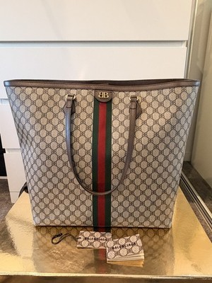 Authentic Gucci x Balenciaga The Hacker Project Large Tote Bag Beige Brown