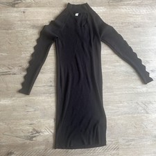 Cato Ribbed Black Dress Long sleeve Cutout pattern