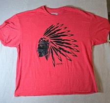 Ring of Fire Mens T-Shirt 3XL Red Short Sleeve Chief Indian Head