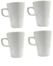 6 x White Porcelain Coffee Mugs &ndash; Modern Tapered Cups 11oz