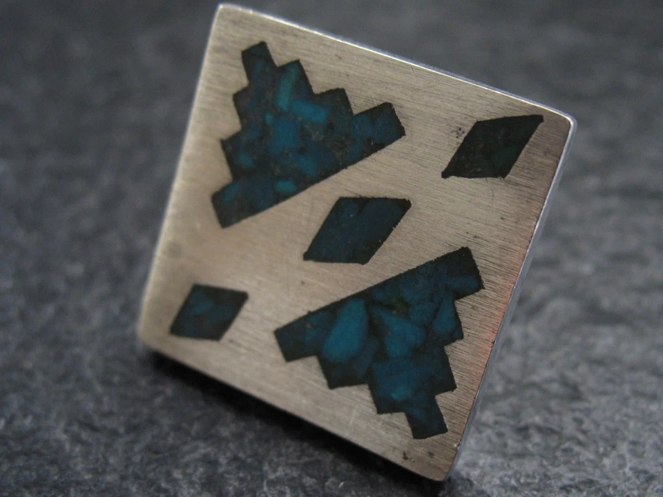 Manschettenknöpfe Silber 925 Mexiko Vintage Design mit Türkis Edelsteinen - Bild 3 von 4