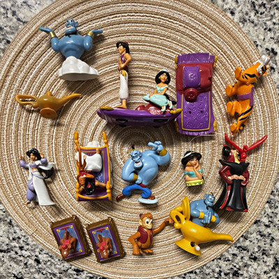 Disney Aladdin Figurine Lot: Genie, Jafar, Jasmine, Abu, Rajah, Carpet