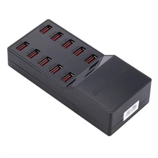 10-Port Multi USB Charger Station Hub Wall Fast Charging Power Adapter Black