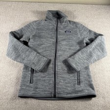 Patagonia Jacket Youth Large Gray Full Zip Fleece Knit Lined Pockets Outdoor