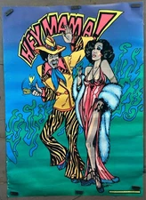Vtg 1977 Hey Mama Velvet Blacklight Black Power Poster Pro Arts 20"x28" R2