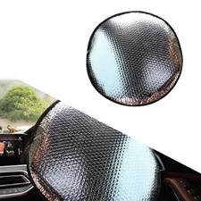 Car Steering Wheel Sun Shade 18.1in Heat Insulated Reflector Silver