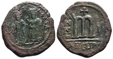 Byzanz Follis Phocas Leontia 602-610 Antioch 726/4F H7