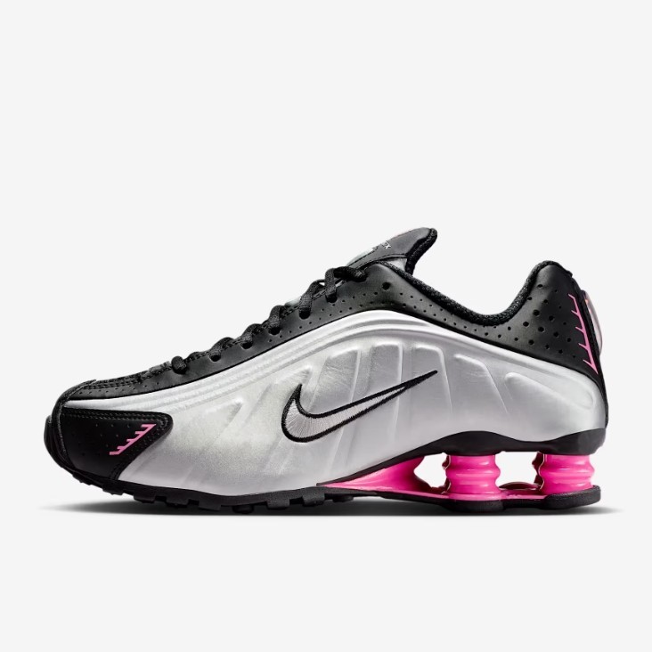Nike Women's Shox R4 AR3565-012 23㎝ New Nike Women's Shox R4 Shoes - Black/ Pinksicle/ Silver (AR3565