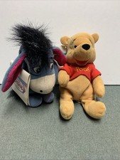 Lot of 2 Disney Store Winnie the Pooh And Eeyore Beanie Plush with Tags