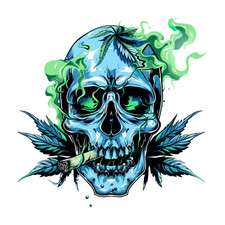 Smoking Stoner Skull Vinyl Decal Sticker Joint Pot Leaf Weather Resistant Car