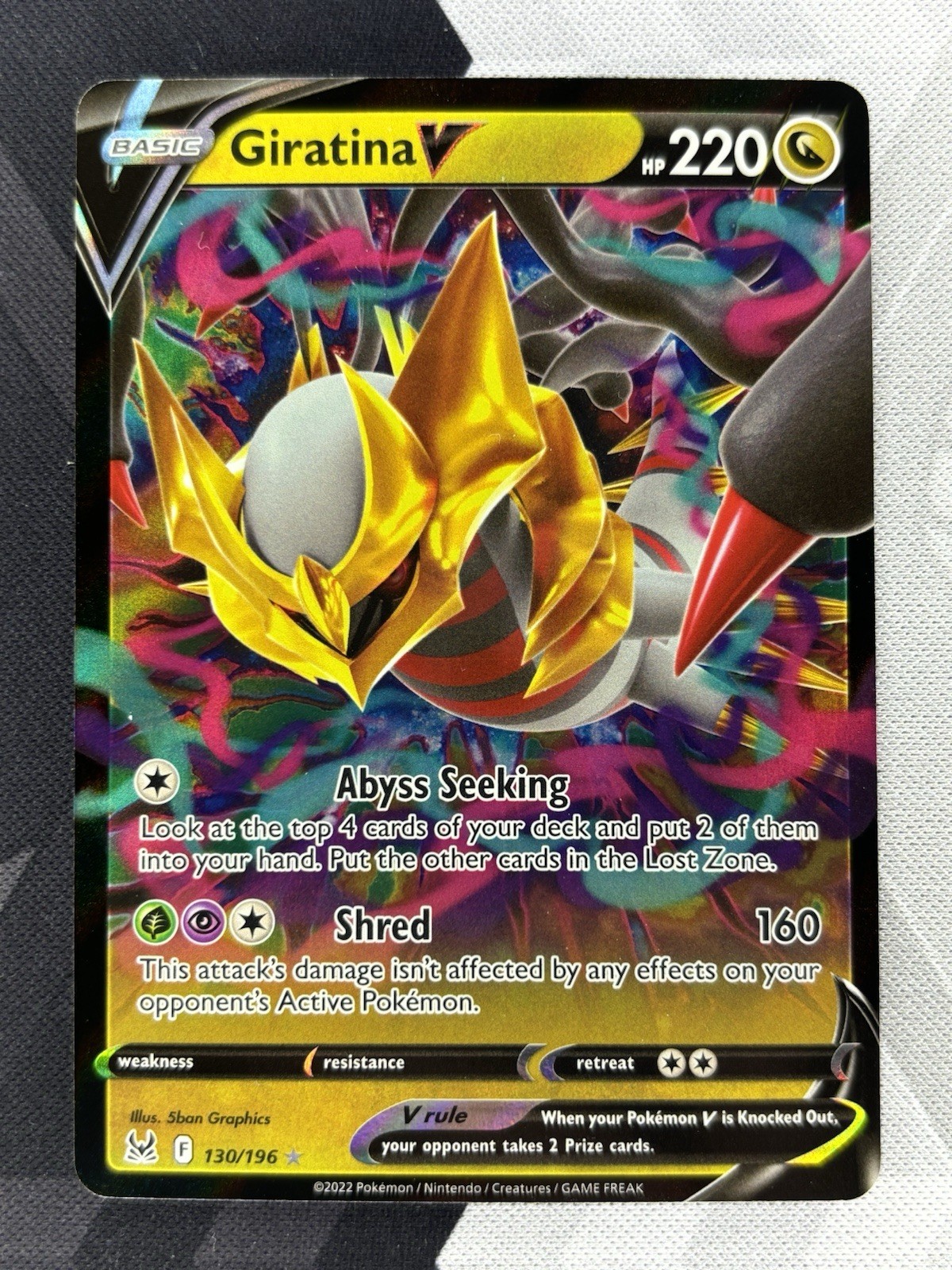 Giratina V 130/196 Ultra Rare SwSh Lost Origin English Pokémon Card - NM