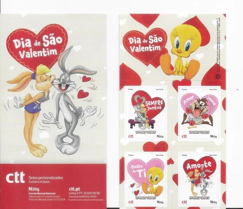 PORTUGAL VALENTINE´S DAY LOONEY TUNES - BOOKLET 4 SELF-ADHESIVE STAMPS - 2026