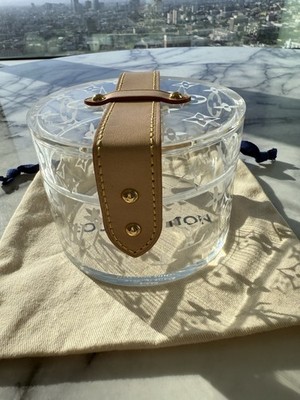 LOUISVUITTON　モノグラムクリアケース Louis Vuitton Clear Acrylic Monogram Round Jewelry Box Gold