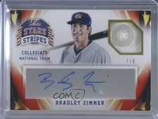 2015 Stars and Stripes Materials Signatures Button 7/8 Bradley Zimmer Auto 0b2