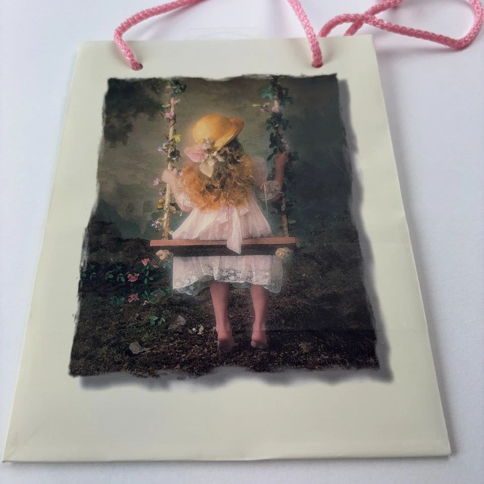 Juego de 2 bolsas de regalo para niñas pequeñas 5x7 rosa suave moño sombrero columpio fiesta de cumpleaños favor Foto 4 de 4