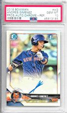 ANDRES GIMENEZ 2018 BOWMAN CHROME REFRACTOR 1ST AUTO RC /499 PSA 10 TORONTO