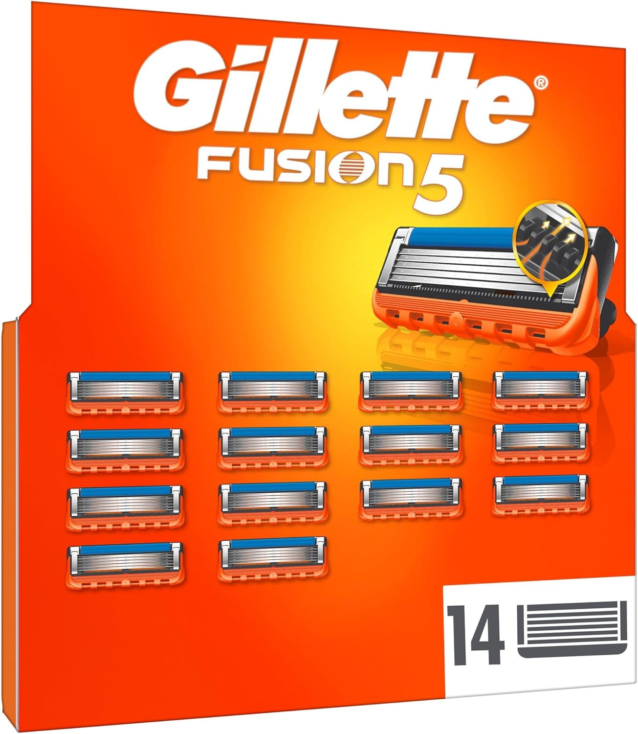 Gillette Fusion5 Rasierklingen Original grerer Gleitstreifen 14 Ersatzklingen 12290₽
