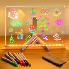 Led Note Board with Colors, Light Up Acrylic Message Board, Glowing Acrylic D...