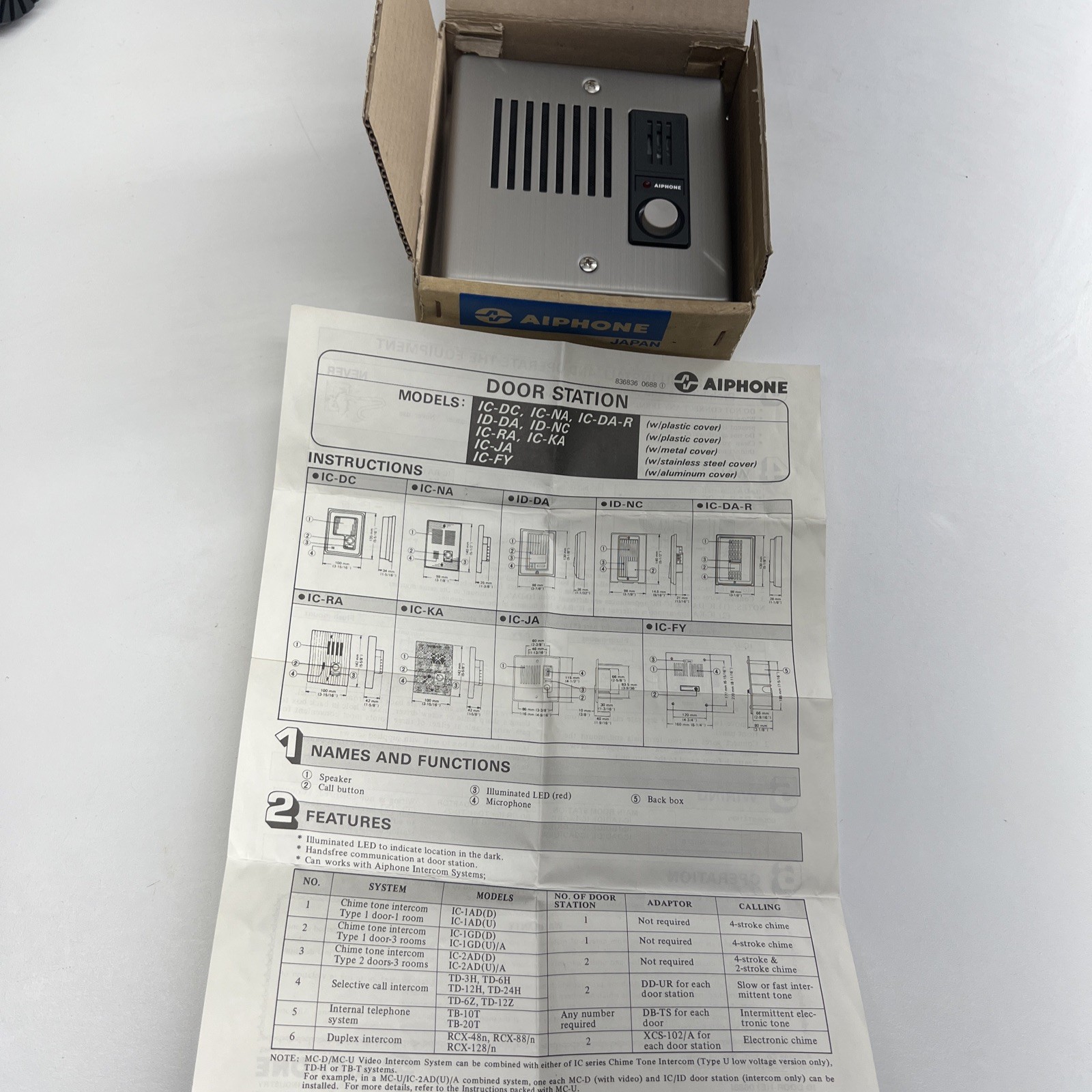 NIB - Aiphone IC-JA Flush Mount Door Station – Stainless Steel Cover