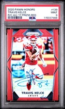 2020 Panini Honors Autographs Travis Kelce #139 '17 Prizm Red 4/10 PSA 9