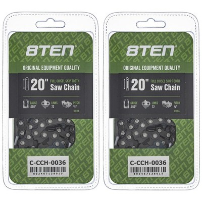 Full Chisel Skip Tooth Chainsaw Chain 20 Inch .050 3/8 72DL for Husqvarna 2 Pack