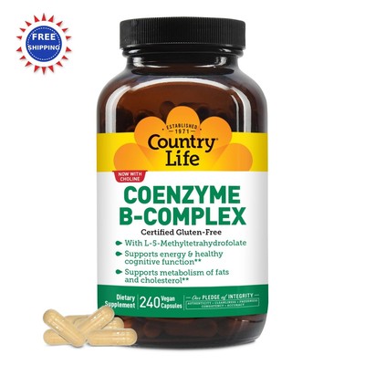 Coenzyme B Complex Vitamin 240 Count Pack Country Life Support Energy