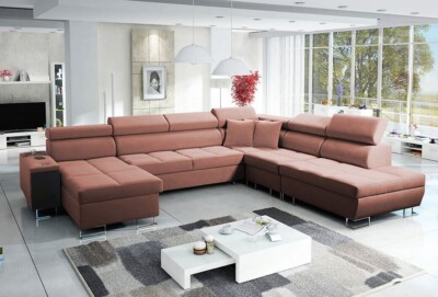 Ecksofa Merru X mit drei Bettkasten Schlaffunktion Modern Polsterecke U-Form