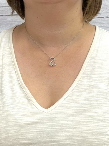 Jane Seymour Open Hearts 1/6 Carat Natural Round Diamond 14k White Gold Pendant - Picture 5 of 9