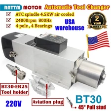 4.5KW BT30 Automatic Tool Changer ATC Spindle Motor Air Cooling 24000RPM 220V