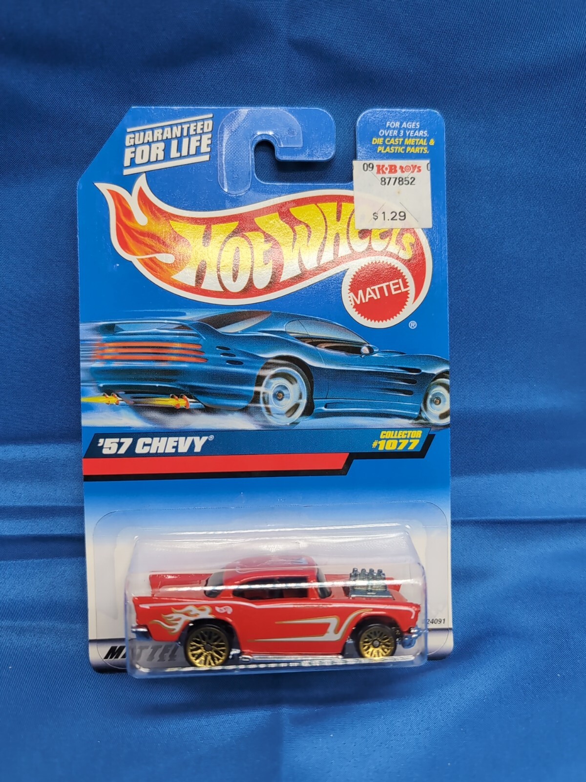 1998 Hot Wheels Mainline/Collector #1077 '57 CHEVY Red w/Gold Lace Spoke Wheel
