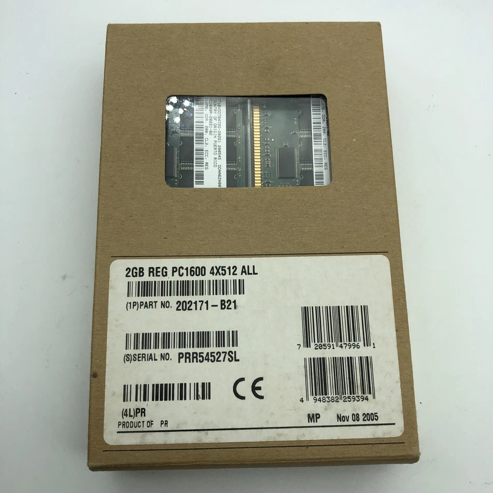 NEW HP 2GB DDR PC1600 ECC CL2 Memory Kit # 202171-B21 Compaq Server 4x512mb - Image 2 of 4