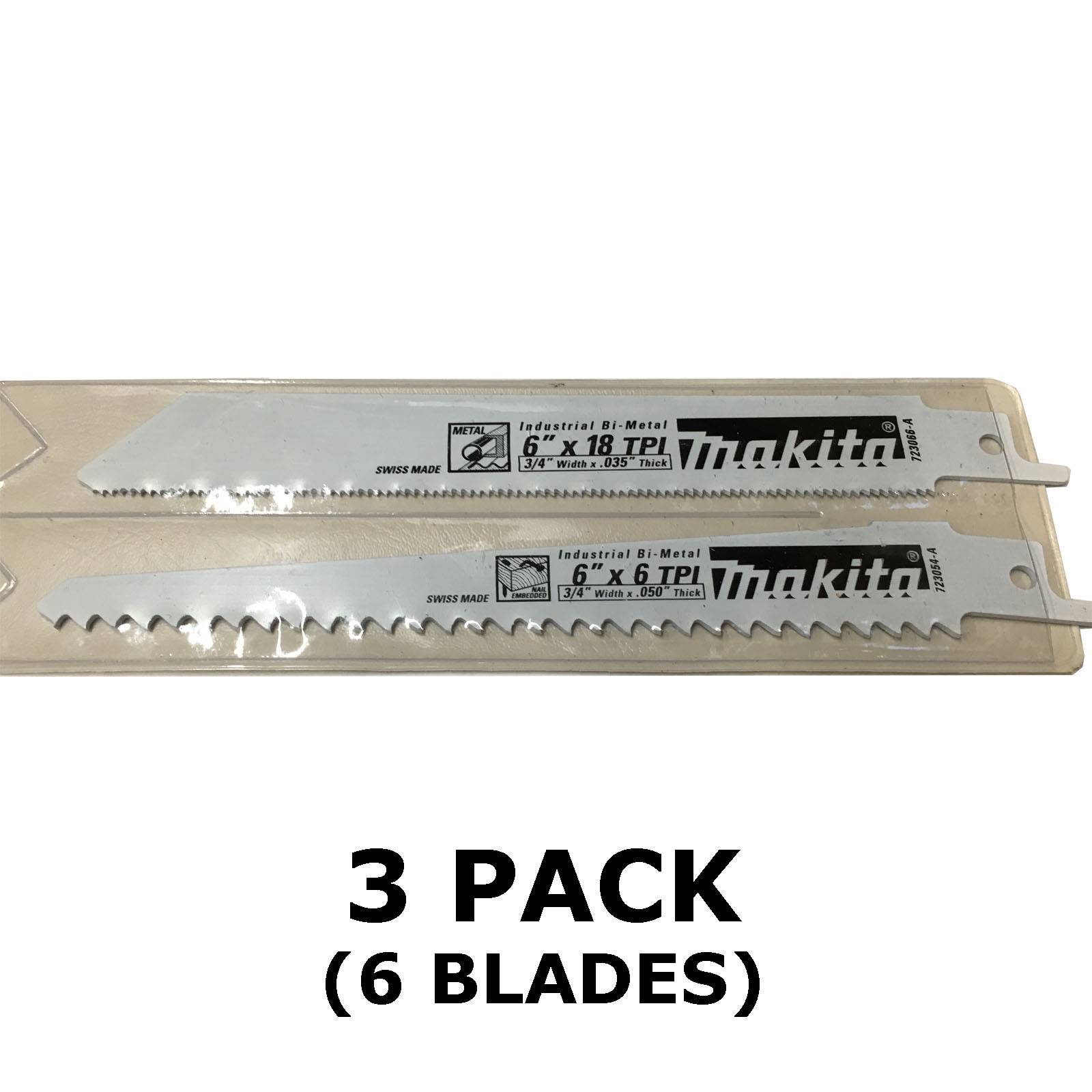 MAKITA RECIPROCATING SAW BLADES 3 PACKS OF 2 METAL & WOOD CUT 150mm