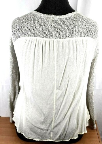Charming Charlie Cardigan Size XL Ivory Gray Open Drape Front Mixed Fabric - Picture 2 of 2