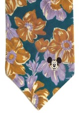 Vintage DISNEY MICKEY Silk Tie* ORIGINAL TAGS* Floral* 3.75x56 Inch *FREE SHIP*