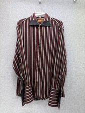 Steven Land Dress Shirt Men's 16 34-35 French Cuffs Straight Stripe Multi