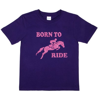 Lustiges Mädchen-T-Shirt Born To Ride Reiten Pony Kinder Alter 1-13