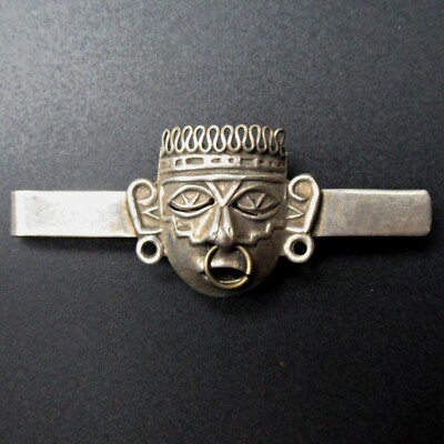 BGM Krawattennadel 925 Sterling Silber Mexiko Silver AZTEC MASK Silver Tie Pin