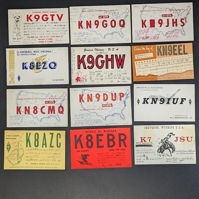 LOT OF 250 VINTAGE CB RADIO QSL CARDS 1950s US, USSR, Japan, Germany + many more