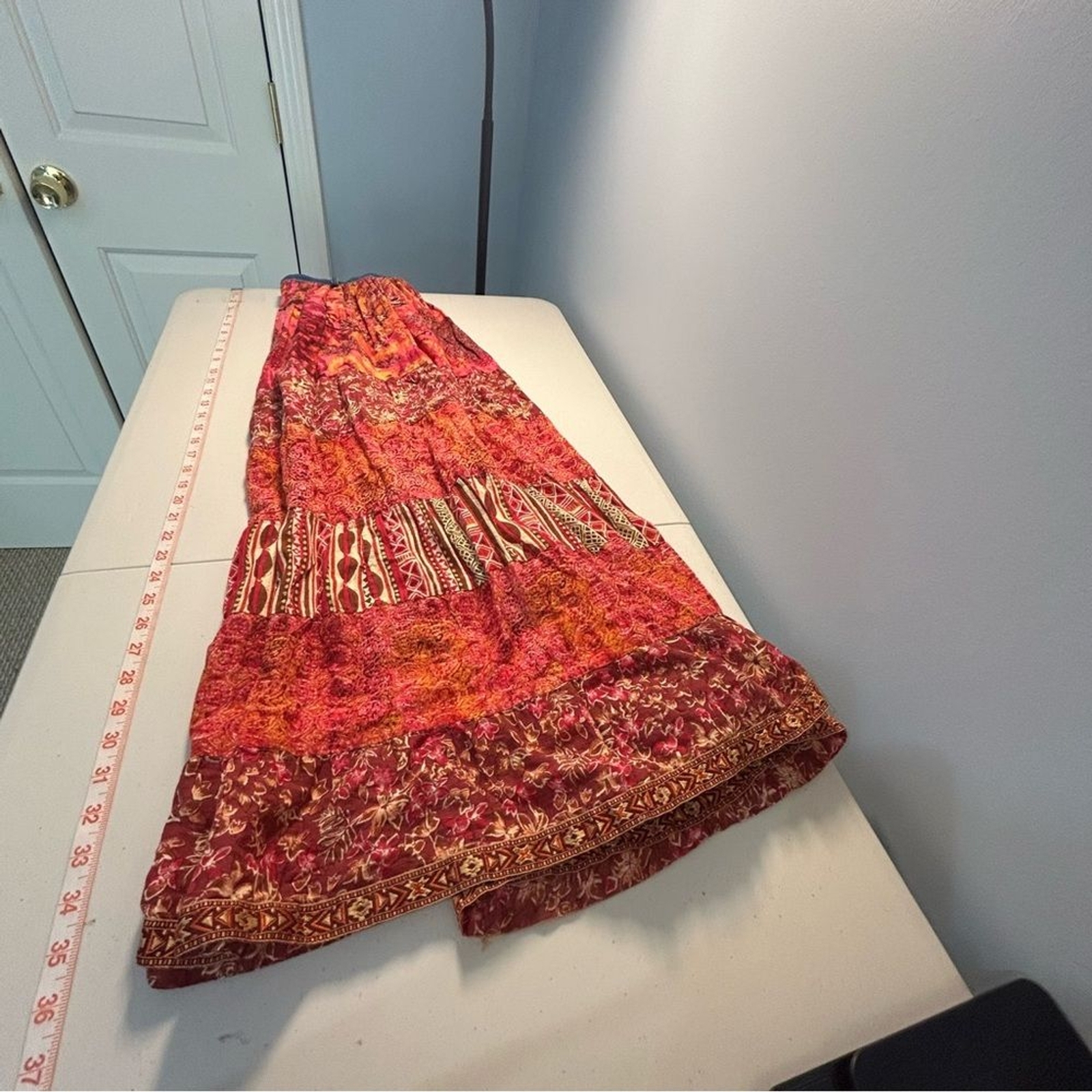 Patchwork Maxi Skirt Button Front Hippie Festival… - image 10