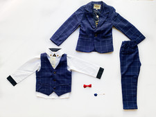 New Boys Top Quality Plaid Suit Kid Formal Tuxedo Children Blazer Party Size 7T