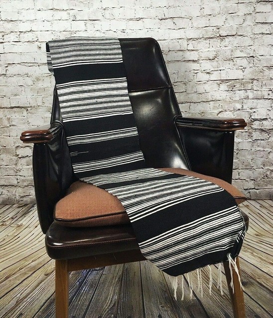 Black Sarape Serape Mexican Blanket Saltillo Southwestern 55 x 22 Inches Black Sarape Serape Mexican Blanket Saltillo Southwestern 55 x 22 Inches