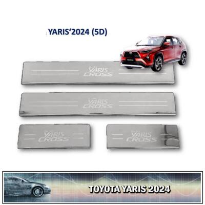 Scuff Plate Door Step Sill Chrome Fit Toyota Yaris Cross 2023-2024