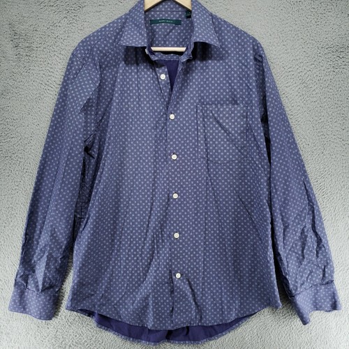 Perry Ellis Shirt Purple Striped Geomentric Mens M Long Sleeve Button Down