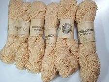 Lot of 6 Hanks Pepperell Yarns Boucle-Beige-Each Hank 2 Oz