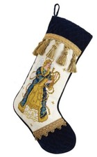 Peking Handicraft Elegant Blue Angel Needlepoint Christmas Stocking