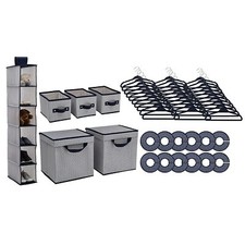 Nursery Bins and Shelf Storage Set Hangers Closet Organizer Baby Room Navy Blue