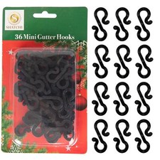 108pcs Mini Gutter Hook S Shape Black Christmas Fairy Light Hanger Plastic Clips