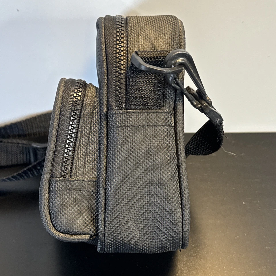 Ambico Camera Black Case 2 Zippered Pocket Pouch Bag Tote about 7"x4" with Strap - Image 2 of 4