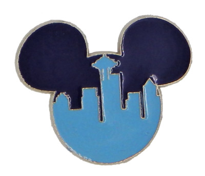 Mickey Head Shape Seattle Skyline Individual Disney Park Trading Pin ~ Brand New